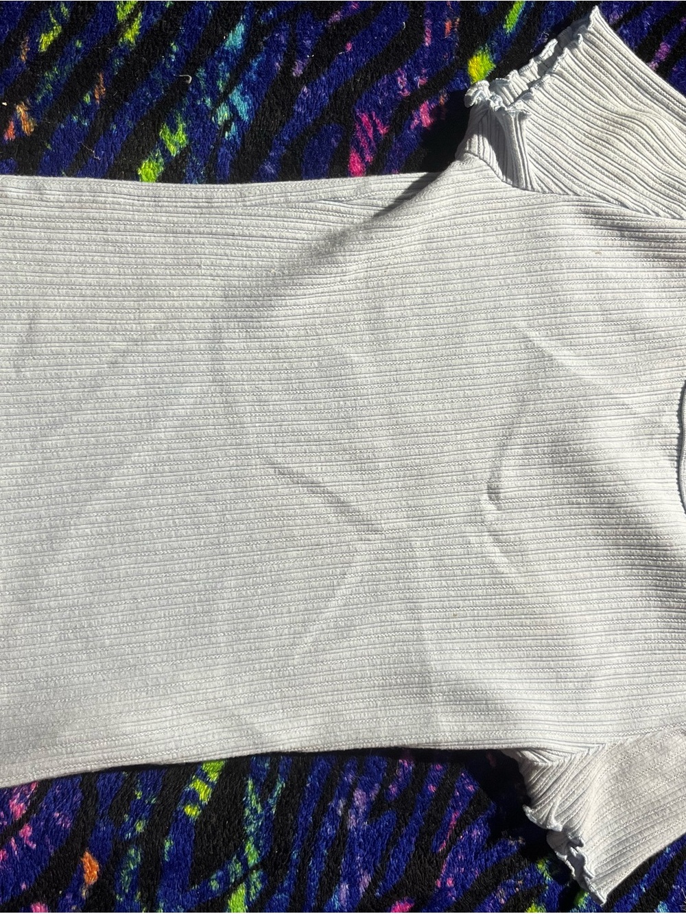 Women's White Ribbed Short Sleeve Top
